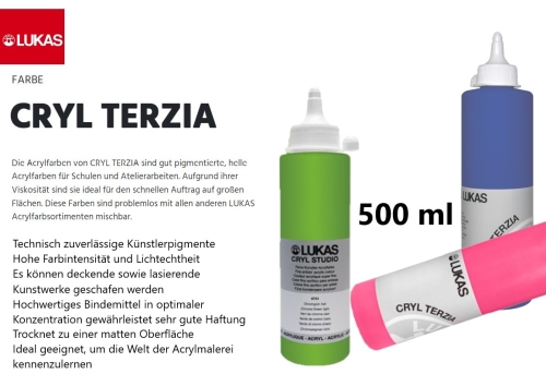 Lukas Cryl Terzia, 500 ml Acrylfarben in verschiedenen Ausführungen (GP 1L= 9,98€)